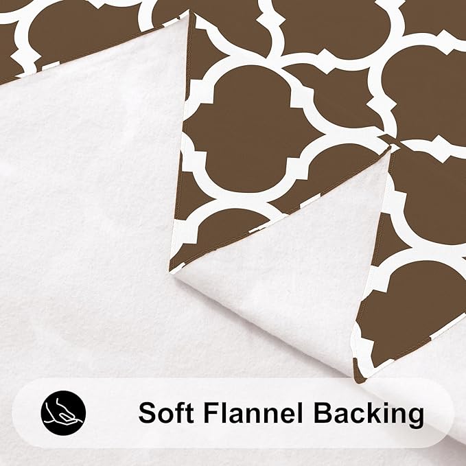 Smiry Square Table Cloth, Waterproof Vinyl Tablecloth with Flannel Backing for Square Tables, Wipeable Spillproof Plastic Tablecloths for Dining, Camping, Indoor and Outdoor (54"x54", Brown)