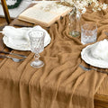 Artoid Mode Boho Cheesecloth Gauze Mustard Yellow Wedding Table Runner, 120 Inch Seasonal Fall Thanksgiving Fabric Kitchen Dining Holiday Table Decor for Home Party Indoor