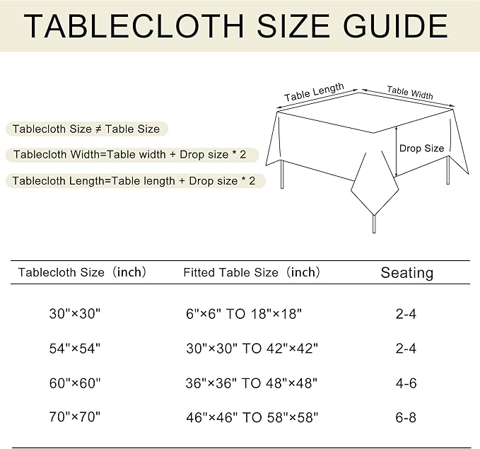 JIUZHEN Square Table Cloth Faux Linen Farmhouse Tablecloth Wrinkle and Stain Resistant Decorative Fabric Table Cover for Kitchen, Dining Room, Parties and Camping, Light Grey, 54 x 54 Inch