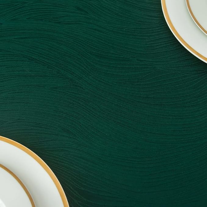 maxmill Christmas Hunter Green Tablecloth, Spill-Proof and Water Resistance Heavy Weight Soft Table Cloth for Christmas, Holiday and Family Gatherings, Dinner Square 60 x 60 Inch, Hunter Green