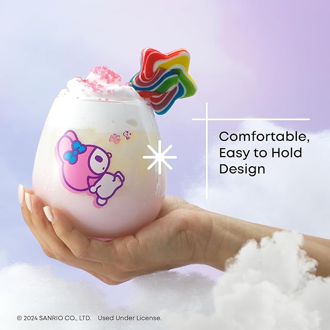 JoyJolt Hello Kitty & Friends Above the Clouds Stemless Drinking Glasses, 15 oz Ombre Glass Cup Set of 4 ft Hello Kitty Keroppi My Melody Pompompurin, Kawaii Kitchen Glassware Sets