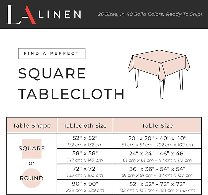 LA Linen Polyester Poplin Washable Square Tablecloth, Stain and Wrinkle Resistant Table Cover 72x72, Fabric Table Cloth for Dinning, Kitchen, Party, Holiday 72 by 72-Inch, Cranberry