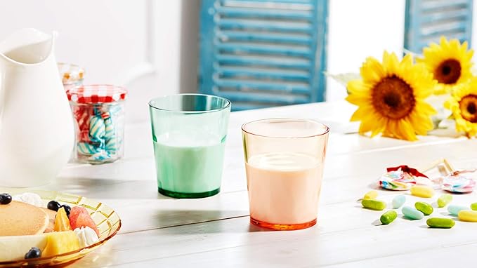 SCANDINOVIA - 8 oz Unbreakable Premium Juice Glasses Kid Cups- Set of 4 - Super Grade Acrylic Plastic Tumbler Cups - Perfect for Gifts - BPA Free - Dishwasher Safe - Stackable - Reusable