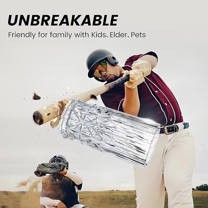 BELLAFORTE Shatterproof Tritan Plastic Drinking Glasses. 13oz & 18oz Water Glasses Set of 8 - Myrtle Beach Glasses Drinking - Unbreakable Tumblers for Parties - BPA Free, Dishwasher Safe (Clear)