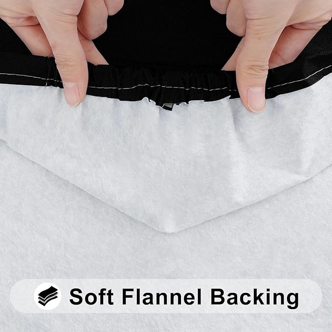 Smiry Rectangle Tablecloth, Elastic Fitted Flannel Backed Vinyl Tablecloths for 8ft Folding Tables, Waterproof Wipeable Table Covers for Indoor, Outdoor, Picnic and Camping (Black, 36"x96")