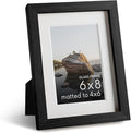 HAUS AND HUES 6x8 Picture Frame with Real Glass Matted to 4x6 - Black Oak 6x8 Picture Frame With Mat - Includes American Oak, Easel Back, Vertical Hang - Ideal for Home, Room, Office (6x8 in, Black)