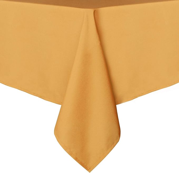 sancua Rectangle Tablecloth - 54 x 78 Inch - Stain and Wrinkle Resistant Washable Polyester Table Cloth, Decorative Fabric Table Cover for Dining Tables, Buffet Parties and Camping, Gold