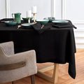 Solino Home Black Linen Tablecloth 70 x 70 Inch - 100% Pure Linen Table Cloth - Sonoma, Machine Washable Tablecloth for Winter, Spring