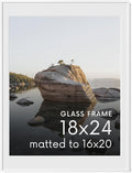 HAUS AND HUES 18x24 Picture Frame with Real Glass & White Premium-Grade Metal Matted to 16x20 - Aluminum Metal Picture Frame - Includes Hanging Kit - Ideal for Home, Office (18x24 in, White)