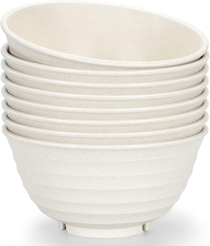 【NOT CERAMIC】60 Oz Big Salad Bowl Soup Bowl , Large Bowls for Eating Microwave and Dishwasher Safe BPA-Free Eco-Friendly Deep Cereal Bowls for Cereal, Salad, Ramen,Soup, Mixing [Set of 8]