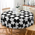 Laeacco 54 Inch Geometric Round Tablecloth Black and White Abstract Pattern Modern Art Print Table Cloth Washable Waterproof Wrinkle Free Table Cover for Kitchen Dining Picnic Party Decoration