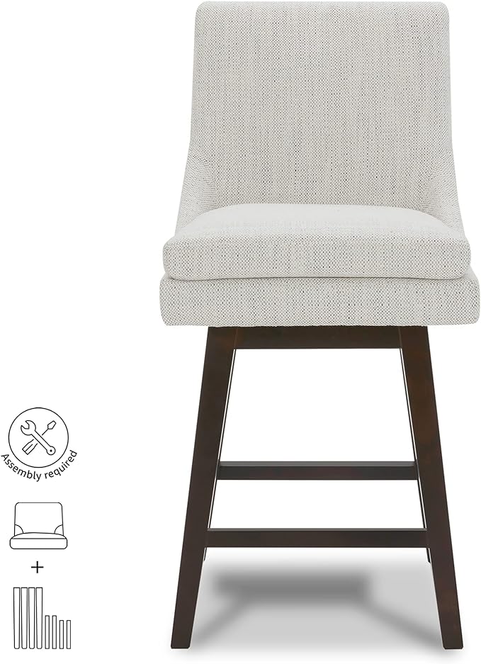 CHITA Counter Height Swivel Barstool, FSC Certified Upholstered Bar Stool, 26.8" H Seat Height, Fabric in Ivory