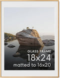 HAUS AND HUES 18x24 Picture Frame with Real Glass & Brass Premium-Grade Metal Matted to 16x20 - Aluminum 24x18 Poster Frame - Includes Hanging Kit - Ideal for Home, Office (18x24 in, Brass)