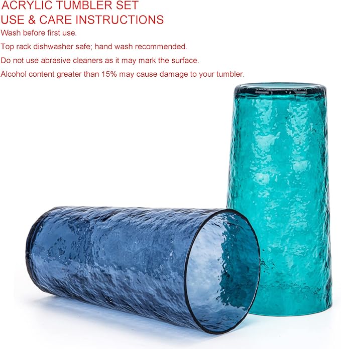 KX-WARE 18-ounce Acrylic Highball Glasses Plastic Tumbler, set of 8 Turquoise