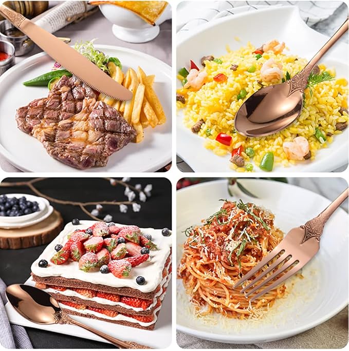 Vintage Silverware Flatware Set for 10, European Classic Style 40 Pieces Stainless Steel Tableware Cutlery Set,Fine Kitchen Utensils for Wedding Restaurant Hotel Christmas