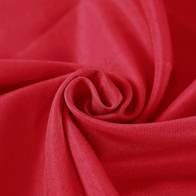 Fokitut 6 Pack Round Tablecloth, 132 Inch, Stain Resistant and Wrinkle Polyester Table Cloth, Fabric Table Cover for Kitchen Dining, Wedding, Party, Holiday Dinner-Red