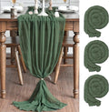 Artoid Mode Boho Forest Green Gauze 3 Pieces Wedding Table Runner, 120 Inch Birthday Fabric Kitchen Dining Holiday Table Decor for Home Party Indoor