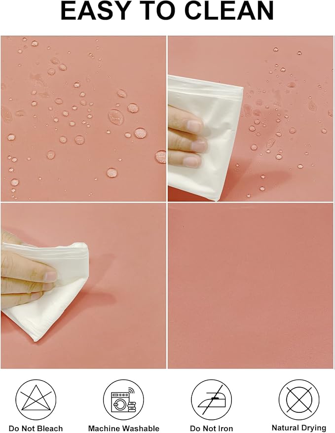 Fokitut 2 Pack Waterproof Round Tablecloth, 70 Inch, Stain Resistant and Wrinkle Polyester Table Cloth, Fabric Table Cover for Kitchen Dining, Wedding, Party, Holiday Dinner-Dusty Pink
