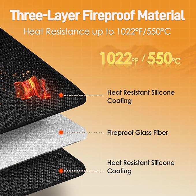 Air Fryer Mat for Air Fryer, 24 x 36in Heat Resistant Mat for Countertop, Fireproof Silicone Countertop Protector Appliance Slider Mat for Air Fryer, Coffee Maker, Toaster, Oven (Black)