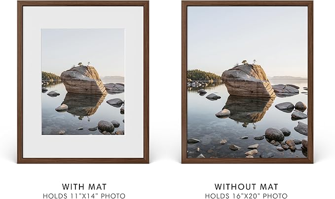 HAUS AND HUES 16x20 Picture Frame with Real Glass & Walnut American Oak Matted to 11x14 - Oak 16x20 Wood Frame - Includes Vertical & Horizontal Hang - Ideal for Home, Room, Office (16x20 in, Walnut)