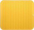 Silicone Dish Drying Mat for Multiple Usage,Easy clean,Eco-friendly,Heat-resistant Silicone Mat for Kitchen Counter or Sink,Refrigerator or Drawer Liner Yellow 2XL 24 inches x 18 inches