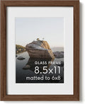 HAUS AND HUES 8.5x11 Picture Frame with Real Glass and Walnut American Oak Matted to 5x5 - Diploma Frame - Includes Vertical & Horizontal Hang - Ideal for Home, Room, Office (8.5x11 in, Walnut)