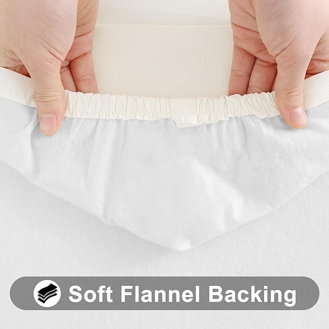 Smiry Rectangle Tablecloth, Elastic Fitted Flannel Backed Vinyl Tablecloths for 5ft Folding Tables, Waterproof Wipeable Table Covers for Indoor, Outdoor, Picnic and Camping (Beige, 30"x60")