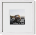 Haus and Hues 10x10 Picture Frame with Real Glass and White American Oak Matted to 5x5 - Oak 10x10 Frame With Mat - Includes Vertical & Horizontal Hang - Ideal for Home, Room, Office (10x10 in, White)