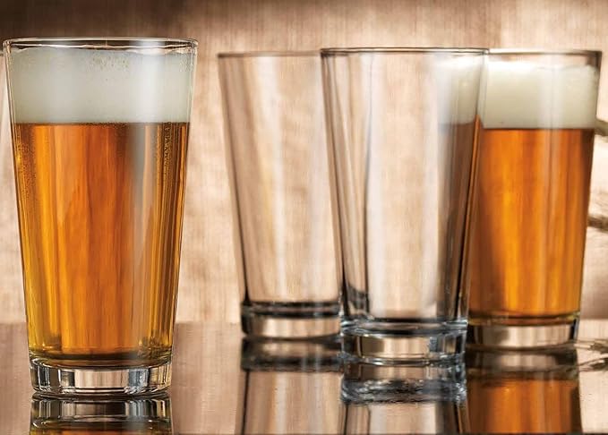 Glaver's Beer Pint Glasses Set of 6, Highball Glass 17 oz Tall Drinking Glasses Everyday Stackable Water Glass Cups Home Bar Cocktail Glassware