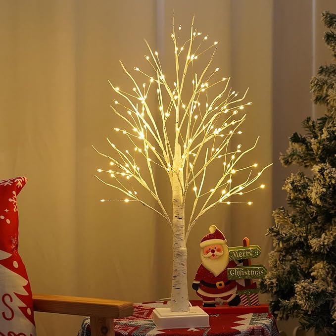 144 LED Birch Tree Lights with Remote Control, DIY Artificial Tree Lamp with Timer, Twinkle Lighted Tree 3 AA or USB Powered, Fairy Light Spirit Trees for Christmas Decor (Warm White)