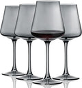 PTSTING Wine Glasses Set of 4 Gray Wine Glass 14oz Glassware for Tasting,Wedding,Anniversary,Christmas, Birthday
