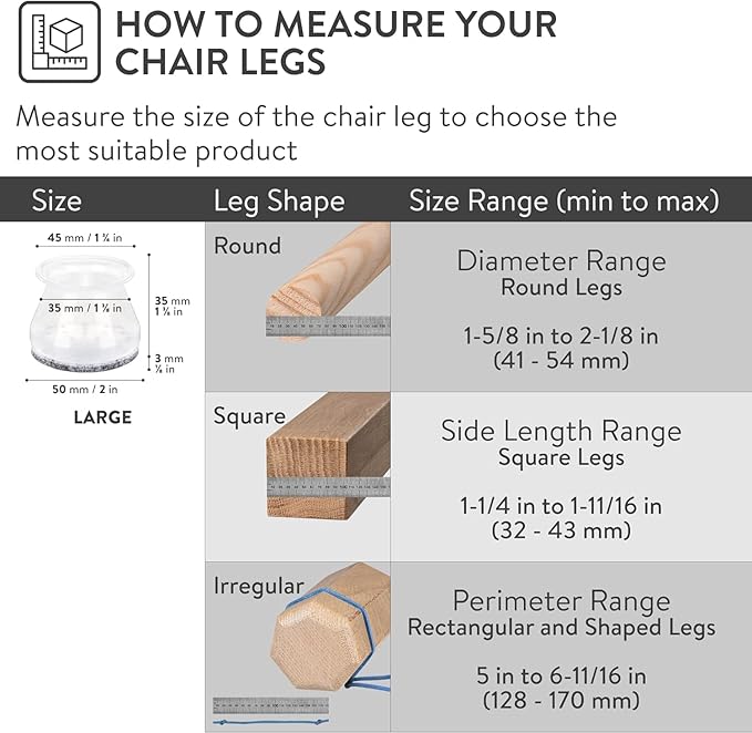 Aneaseit Chair Leg Floor Protectors - 16 pcs Clear - Felt Bottom Silicone Pads - Floor Protectors for Chairs - Rubber Caps for Hardwood Floors - Furniture Feet Sliders - Large