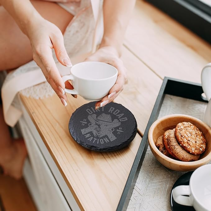 Slate Coasters Set of 48,4-Inch Black Round Stone Drink Coasters with Scratch-Resistant Backing, Durable Tabletop Protection for Home Office Kitchen, Ideal Housewarming Wedding Gifts