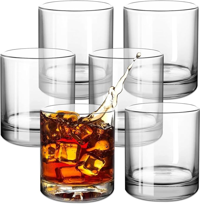 Premium Whiskey Glasses Set of 6- Clear Crystal Bourbon Glass 11 oz Old Fashioned Cocktail Glasses Classic Rocks Glasses for Rum,Liquor,Cognac,Vodka/Bar Scotch glasses-Whiskey Gifts for Men