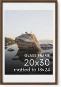 HAUS AND HUES 20x30 Picture Frame with Real Glass & Walnut American Oak Matted to 18x24 - Oak 20x30 Wood Frame - Includes Vertical & Horizontal Hang - Ideal for Home, Room, Office (20x30 in, Walnut)