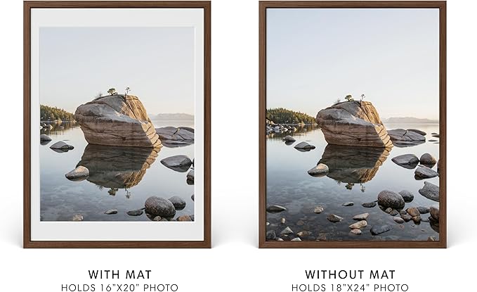 Haus and Hues 18x24 Picture Frame with Real Glass and Walnut American Oak Matted to 16x20 - Oak 18x24 Frame Wood - Includes Vertical & Horizontal Hang - Ideal for Home, Room, Office (18x24 in, Walnut)