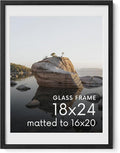 HAUS AND HUES 18x24 Picture Frame with Real Glass and Black Oak Matted to 16x20 - Oak 18x24 Frame With Glass - Includes Vertical and Horizontal Hang - Ideal for Home, Room, Office (18x24 in, Black)