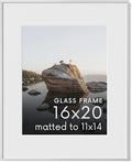HAUS AND HUES 16x20 Picture Frame with Real Glass & Silver Premium-Grade Metal Matted to 11x14 - Aluminum 16x20 Picture Frame - Includes Hanging Kit - Ideal for Home, Office (16x20 in, Silver)