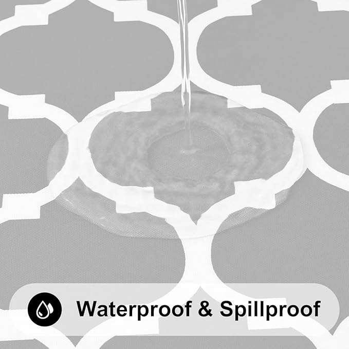 Smiry Square Table Cloth, Waterproof Vinyl Tablecloth with Flannel Backing for Square Tables, Wipeable Spillproof Plastic Tablecloths for Dining, Camping, Indoor and Outdoor (54"x54", Light Grey)