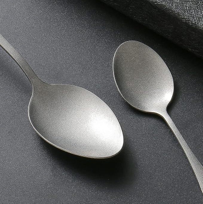 Matte Silverware Set for 12 Stainless Steel Flatware Set Vintage Style Delicate Cutlery Utensils 60 Piece Include Knives Forks and Spoons Tableware Set for Home Kitchen Wedding Restaurant