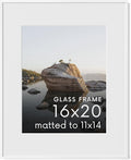 HAUS AND HUES 16x20 White Metal Picture Frame with Real Glass, Matted 11x14, Aluminum Wall Display with Hanging Kit for Home Office
