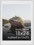 HAUS AND HUES 18x24 Picture Frame with Real Glass & Silver Premium-Grade Metal Matted to 16x20 - Aluminum 18x24 Frame - Includes Hanging Kit - Ideal for Home, Office (18x24 in, Silver)