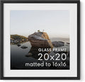 Haus and Hues 20x20 Picture Frame with Real Glass & Black American Oak Matted to 16x16 - Oak 20x20 Frame With Mat - Includes Vertical & Horizontal Hang - Ideal for Home, Room, Office (20x20 in, Black)