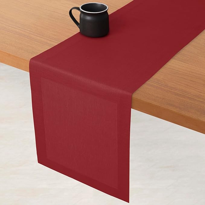 D'Moksha Homes Linen Red Table Runner 72 Inches Long - 100% Pure Linen 14 x 72 Inch Table Runner for Dining, Valentines, Spring - Machine Washable