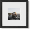 Haus and Hues 10x10 Picture Frame with Real Glass and Black American Oak Matted to 5x5 - Oak 10x10 Frame With Mat - Includes Vertical & Horizontal Hang - Ideal for Home, Room, Office (10x10 in, Black)