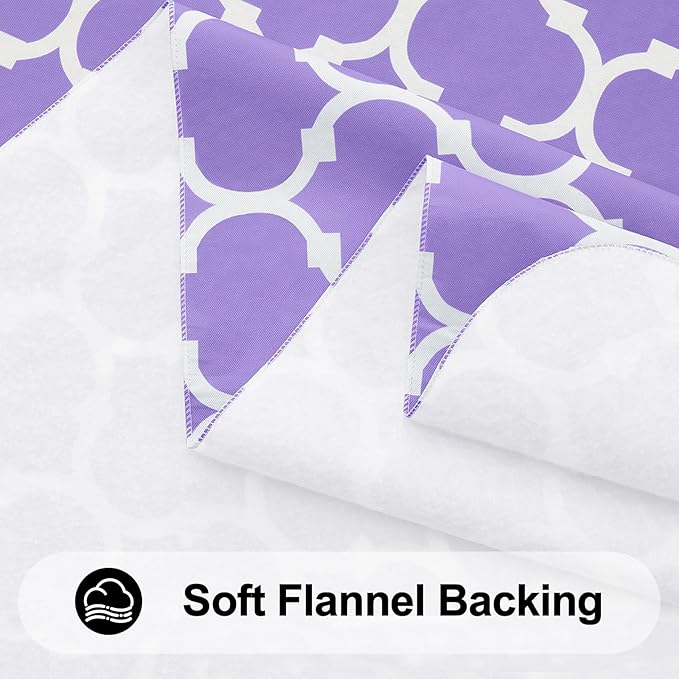 Smiry Rectangle Table Cloth, Waterproof Vinyl Tablecloth with Flannel Backing for Rectangle Tables, Wipeable Spillproof Plastic Tablecloths for Dining, Camping, Indoor and Outdoor, (54"x78", Lavender)