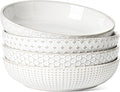 LE TAUCI Pasta Bowl 36 oz, Salad Bowl Serving Plate Bowls, Housewarming Wedding Present, Ceramic Embossment Bowl for Pasta, Fruits, Salad, Noodle, Dinner - 8 Inch, Set of 4, Arctic White