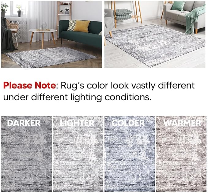 Keen Home Design Area Rugs - 2x16 Non-Shedding, Abstract Rugs for Kitchen, Living Room, Bedroom, Dining Room, Entryway - Size: 2'8" x 16', Abstract Cream/Grey