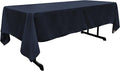 LA Linen Polyester Poplin Washable Rectangular Tablecloth, Stain and Wrinkle Resistant Table Cover 60x144, Fabric Table Cloth For Dinning, Kitchen, Party Navy Blue