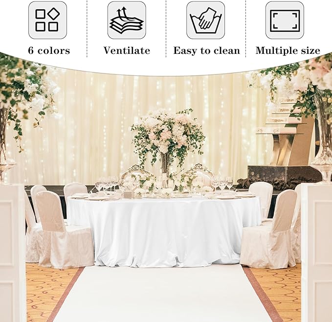 Fitable 8 Pack White Table Cloths 120 Inch Round - Stain Resistant and Washable Tableclothes, Polyester Fabric Table Covers for Wedding, Party, Banquet, Formal Events